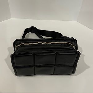 Amanda Uprichard New York Faux Leather Black Quilted Belt Bag Crossbody Purse